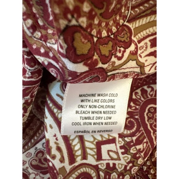 Charter Club Womens Paisley Print Blouse S Red/White Lightweight Boho Career - Picture 4 of 5